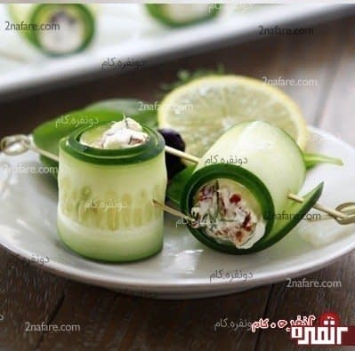 رول خیار پیش غذا ی شیک و آسان رول خیار و