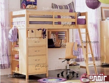 تخت و میز چوبی برای اتاق خواب