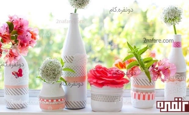 آموزش ساخت و تزیین صنایع دستی و گلدان ساخت گلدان زیبا با بطری