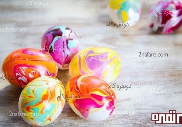 تخم مرغ رنگی ابر و بادی برای سفره هفت سین تخم مرغ رنگی ابر و بادی