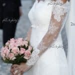 لباس عروس آستین بلند با تور دانتل