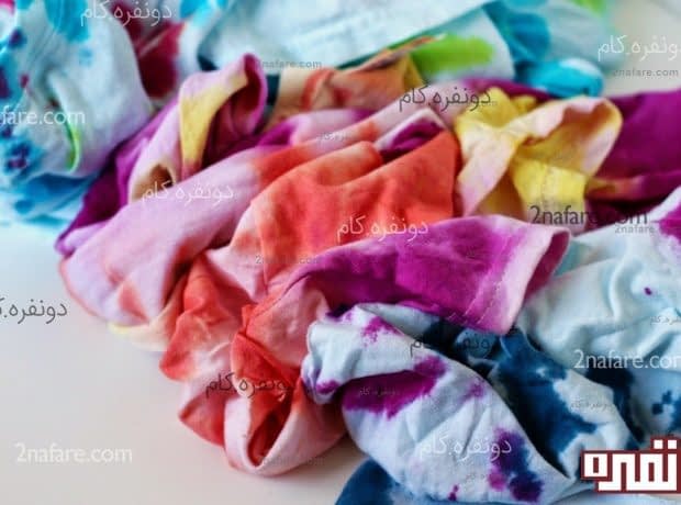 رنگ کردن پارچه ساده به رنگهای ابر و بادی