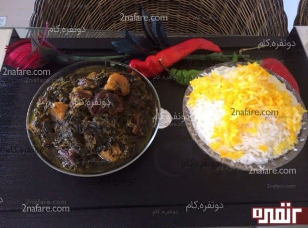 طرز تهیه خورشت آلو اسفناج آلو اسفناج و پلو زعفرونی