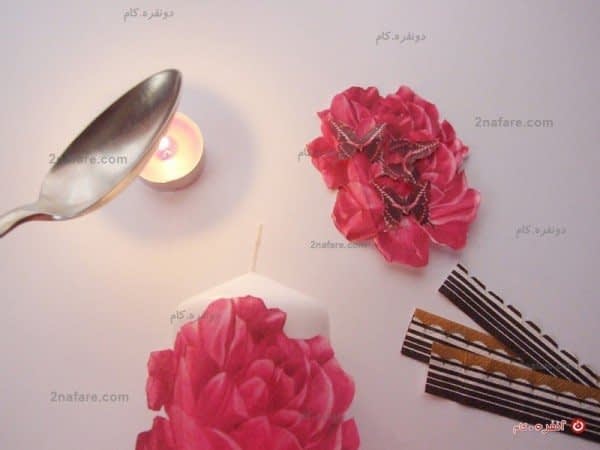 تزیین شمع با دستمال کاغذی