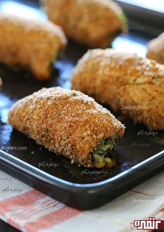 رول مرغ پنیر و اسفناج