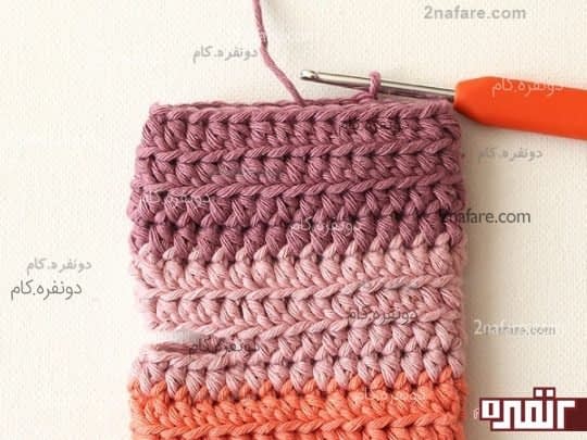 انتهای بافت رو گره میزنیم و قلاب رو خارج میکنیم