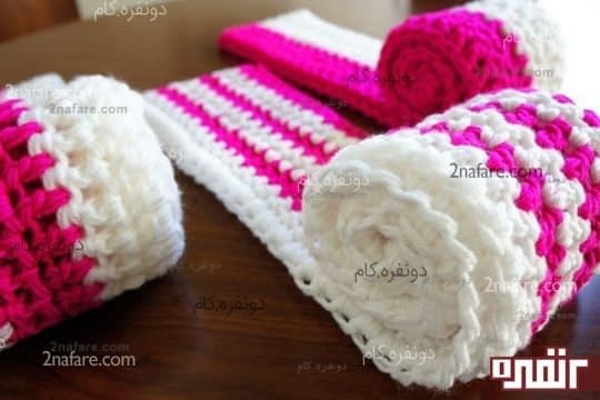 بافت شال گردن با قلاب بافی ساده