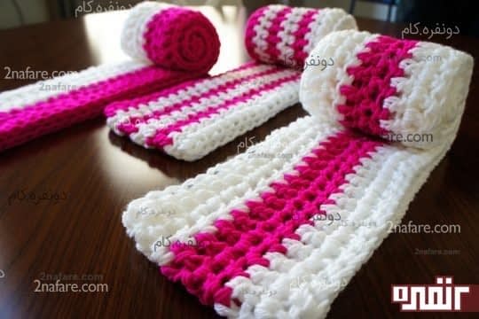 شال گردن ساده قلاب بافی