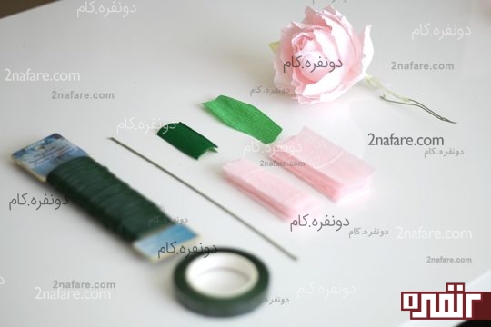 لوازم مورد نیاز گل رز با کاغذ کشی