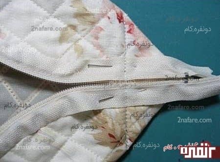 کیف رو تا کنید و روی کفش رو حدود 2 سانت مشخص کنید و دوخت بزنید تا پهن بشه.