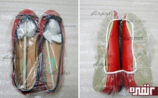 به کمک کیسه های پارچه ای یا پلاستیکی، کفش ها را خیلی راحت تر می توانید نگهدارید
