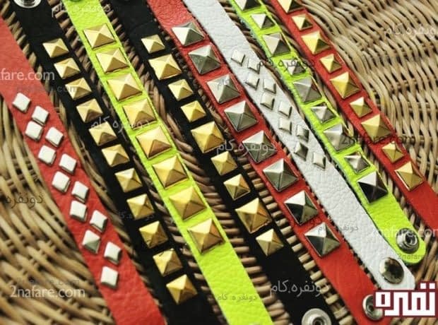 آموزش ساختن دستبند چرمی گل میخی
