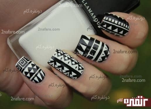 لاک سیاه و سفید با نقش های سرخپوستی