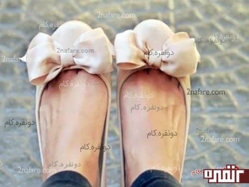 کفش عروسکی بسیار زیبا با پاپیون روبانی