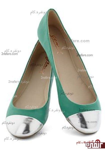 کفش عروسکی لامه سبز رنگ