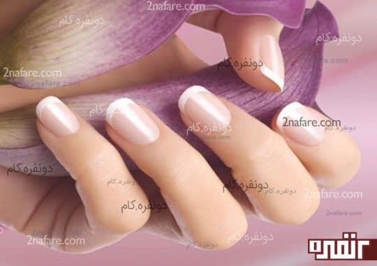 فرنچ سفید روی لاک صورتی کم رنگ