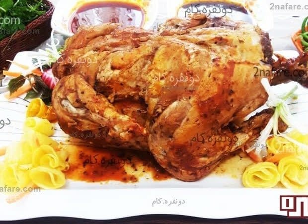 طرز تهیه مرغ شکم پر مجلسی مرغ شکم پر مجلسی