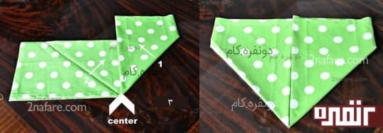 مرحله ی دوم تزئین دستمال سفره شکل خرگوش