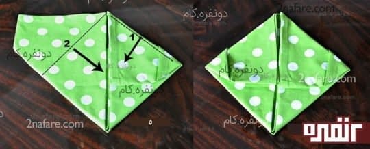 مرحله ی سوم تزئین دستمال سفره شکل خرگوش