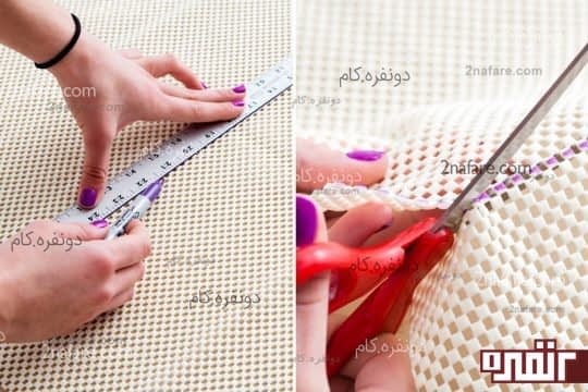 برش دادن ترمز فرش یا توری برای قسمت زیرین فرش کاموایی