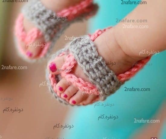 مدل های زیبای کفش بافتنی بچگونه (پاپوش) صندل بافتنی بچگونه