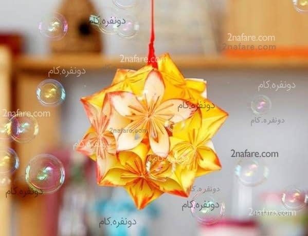 آویز با گلهای اوریگامی