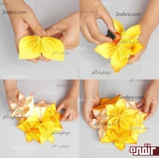 چسباندن گلبرگ ها و گل ها به هم