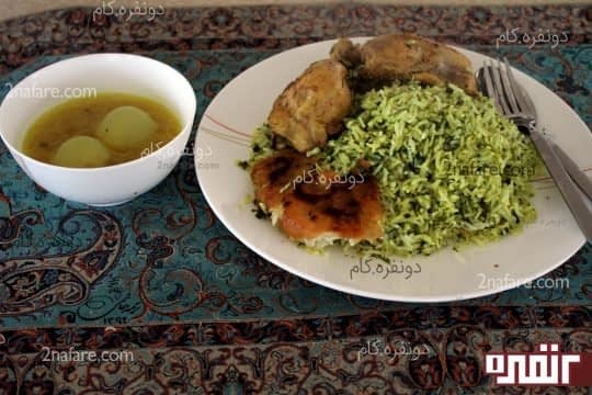 طرز تهیه سبزی پلو با مرغ