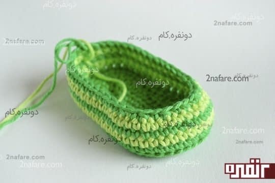 رج پنجم رو کمی جمع تر میبافیم