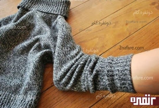 آموزش دوخت جوراب با لباس های بافتنی 14 استفاده از آستین بلوز برای ساق جوراب