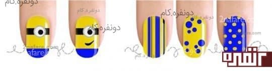 طرح های کمکی برای دیزاین ناخن به شکل مینیون
