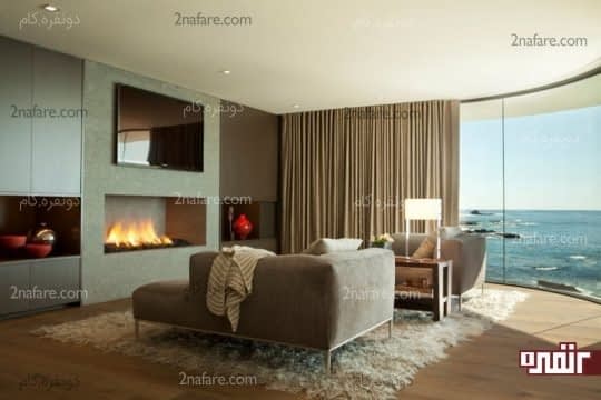 قرارگیری شومینه و تلویزیون در کنار هم