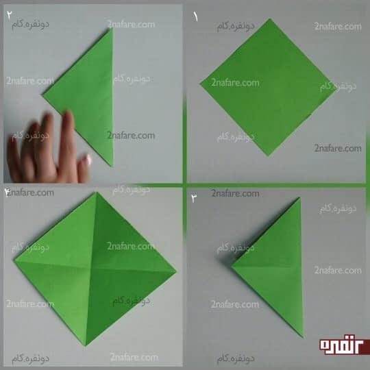 مربع را از دو قطر تا بزنید