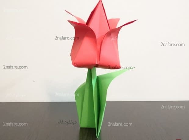 آموزش اوریگامی گل لاله مرحله به مرحله گل لاله اوریگامی