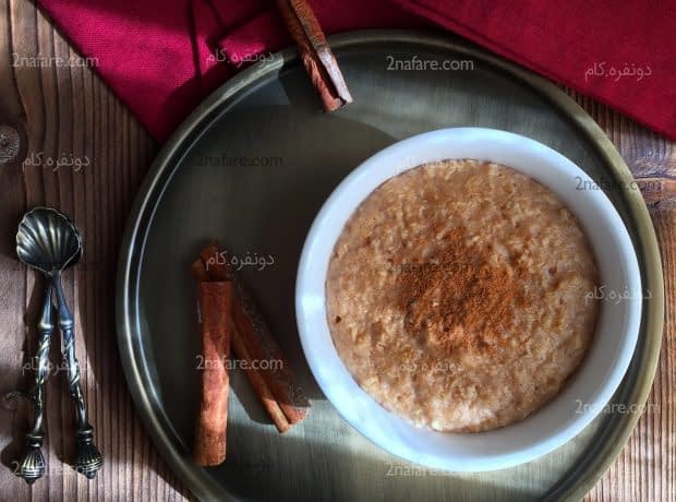 طرز تهیه اوتمیل صبحانه ای سالم و رژیمی اوتمیل دارچینی سالم و رژیمی
