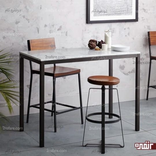 ترکیب فلز و سنگ مرمر در میز غذاخوری