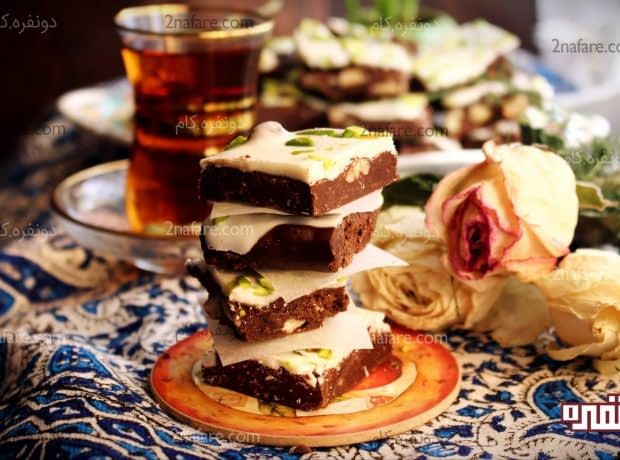 طرز تهیه حلوای شکلاتی مجلسی مرحله به مرحله حلوای شکلاتی