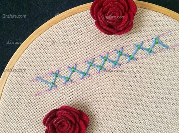 آموزش مرحله به مرحله گلدوزی حاشیه زیگزاگ دوخت حاشيه