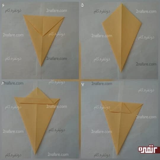 کار را برگردانید و بچرخانید تا راس مثلث کوچک در پشت کار بالا قرار بگیرد