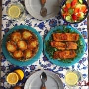 طرز تهیه سبزی پلو با ماهی سالمون مرحله به مرحله سبزی پلو ماهی