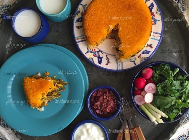طرز تهیه لوبیا پلو لایه ای مرحله به مرحله لوبیا پلو لایه ای