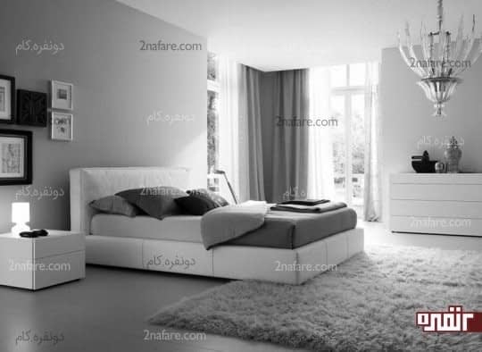 رنگ سفید و خاکستری در دکوراسیون اتاق خواب