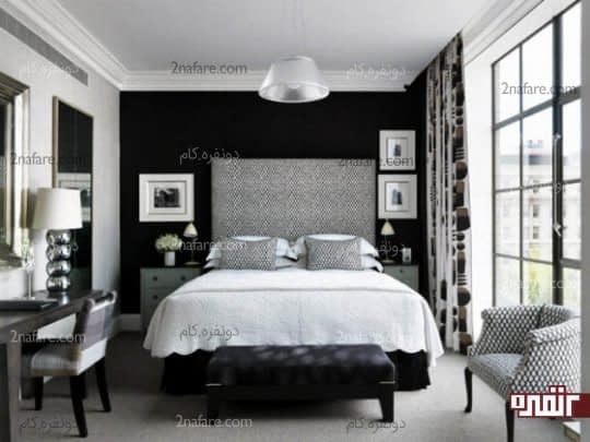 رنگ های مشکی و خاکستری در دکوراسیون اتاق خواب