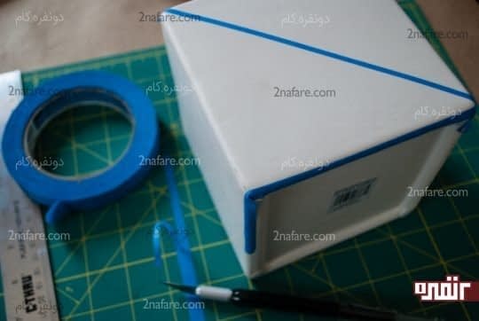 استفاده از نوارهای باریک چسب برای مشخص کردن محدوده ی رنگ آمیزی