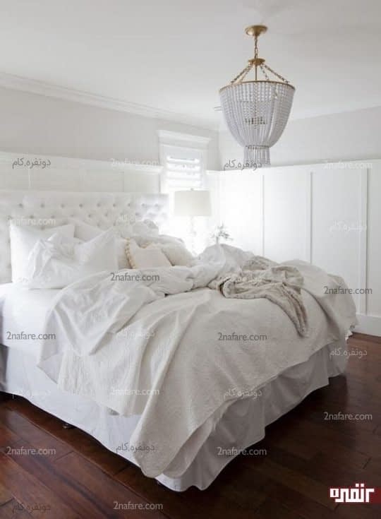 اتاق خوابی زیبا با بافت های متنوع