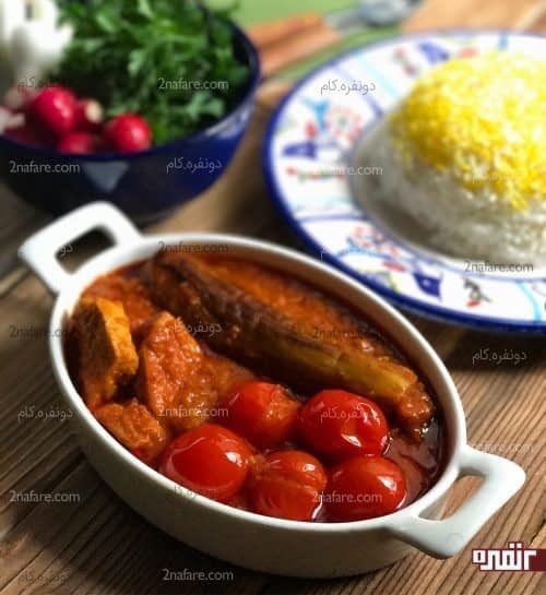 خورشت بادمجان با مرغ