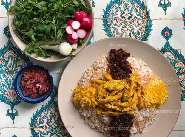 طرز تهیه رشته پلو با مرغ مرحله به مرحله رشته پلو با مرغ