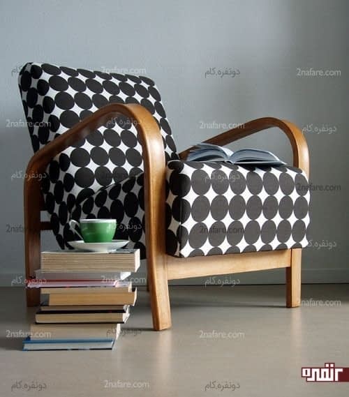 صندلی زیبای سیاه و سفید با نقوش هندسی ایده هایی برای تغییر دکوراسیون با روکش های متنوع مبل و صندلی