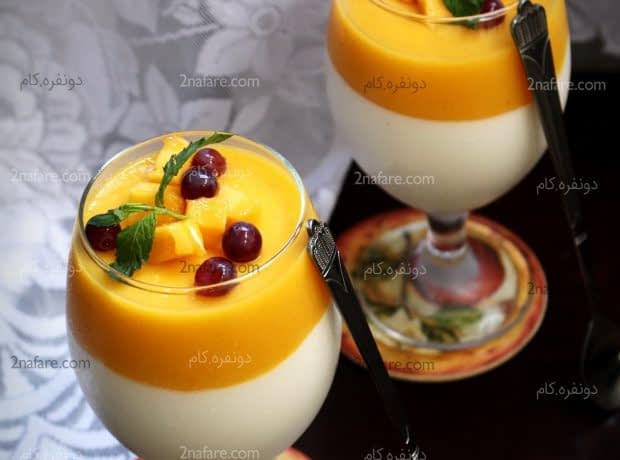طرز تهیه پاناکوتا وانیلی با سس انبه پاناکوتا وانیلی با سس انبه