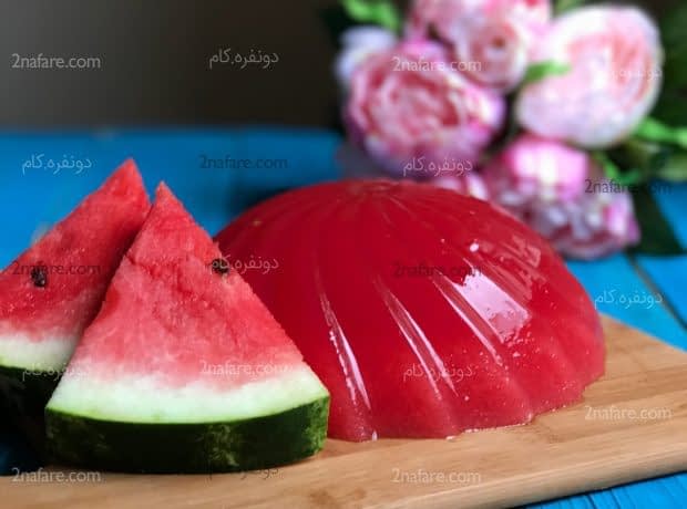 طرز تهیه دسر ژله هندوانه خوشرنگ و خوشمزه ژله هندوانه
